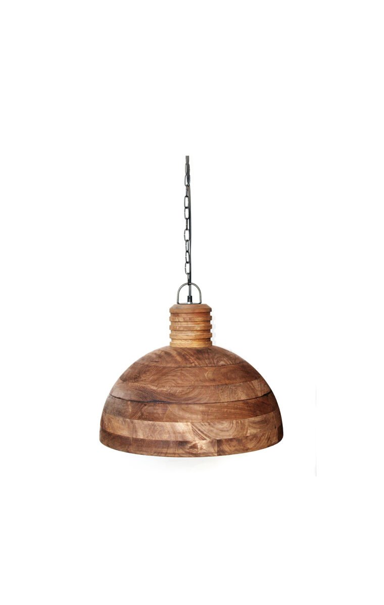 Villa 2 Sula Wooden Pendant, This one-light pendant brings a dash of mid-century inspiration to your arrangement as it lends a light. Crafted from solid mango wood, this design features with a narrow top, a grooved neck, and a wide body that gently opens to direct light downward and out. You can this on an above dining table or a high ceiling entryway to create a sophisticated ensemble.