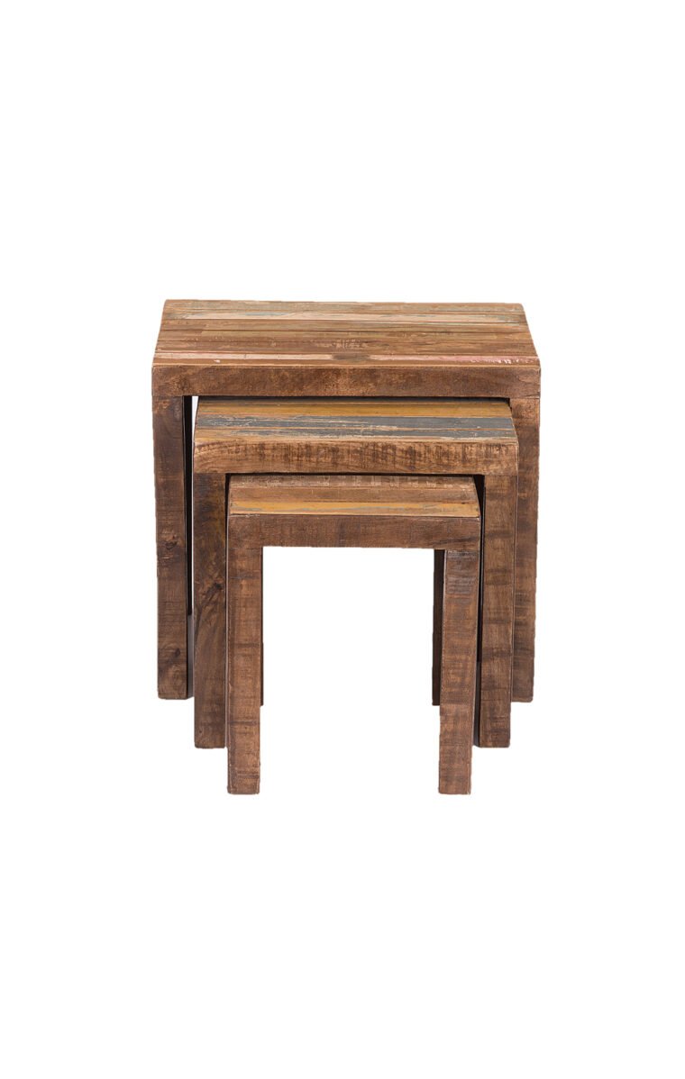 Wooden Nesting Stool Set of 3 Pcs