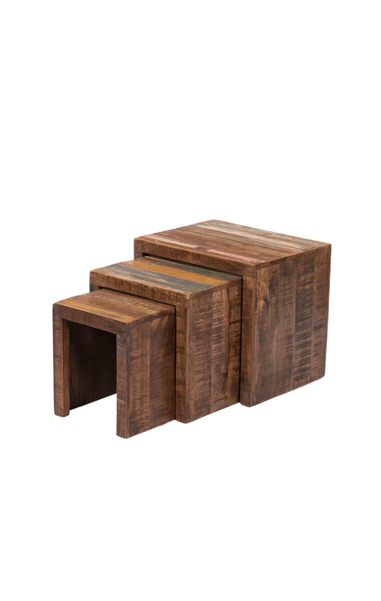 Wooden Nesting Stool Set of 3 Pcs