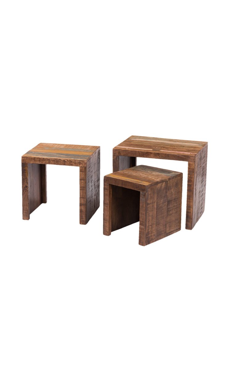 Wooden Nesting Stool Set of 3 Pcs