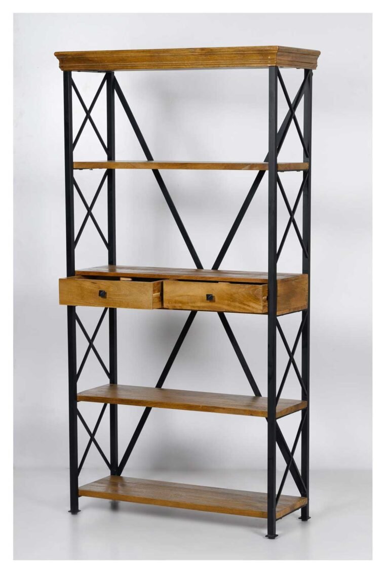 Dakota Wood Metal Tall Etagere Bookshelf