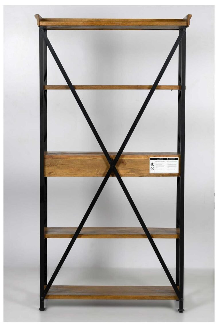 Dakota Wood Metal Tall Etagere Bookshelf