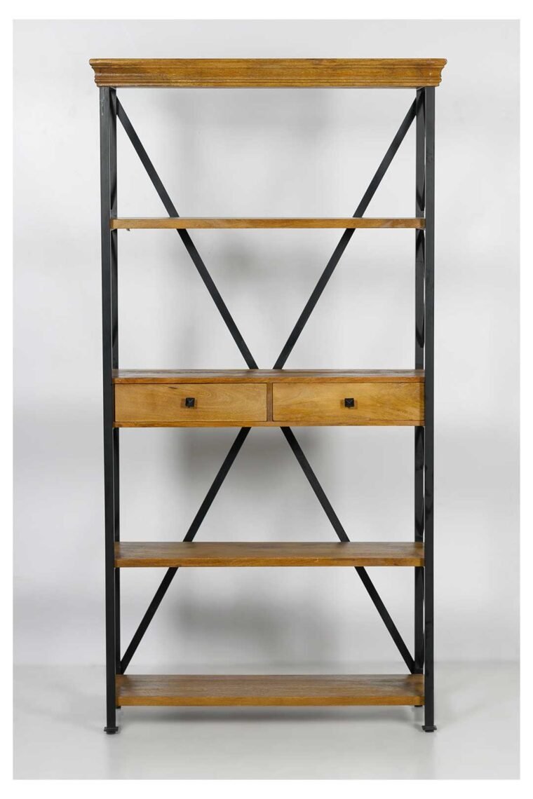 Dakota Wood Metal Tall Etagere Bookshelf