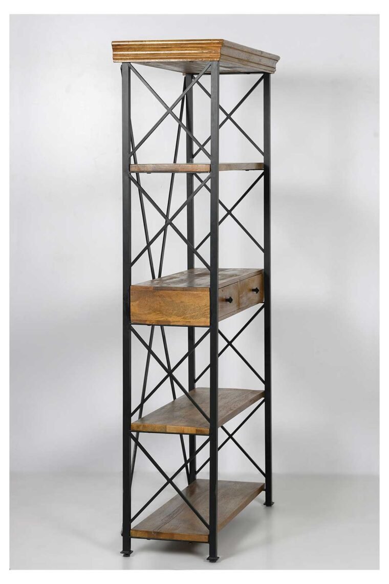 Dakota Wood Metal Tall Etagere Bookshelf