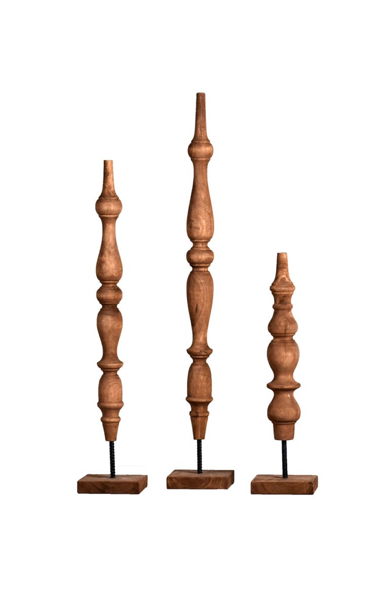 Villa 2 Spinster On Stand Is very Beautiful addition on Table Tops and showcase. The Spinster is Carved by hand by Skilled Indian Artisians. The Finish on the Spinster is Weathered Vintage Finish.